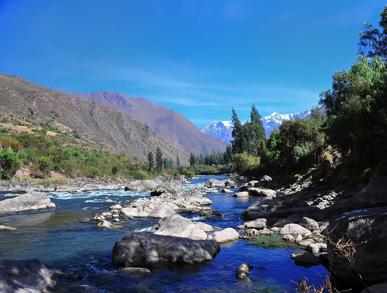 A viewpoint over the terraced Sacred Valley of the Incas and the Urubamba below